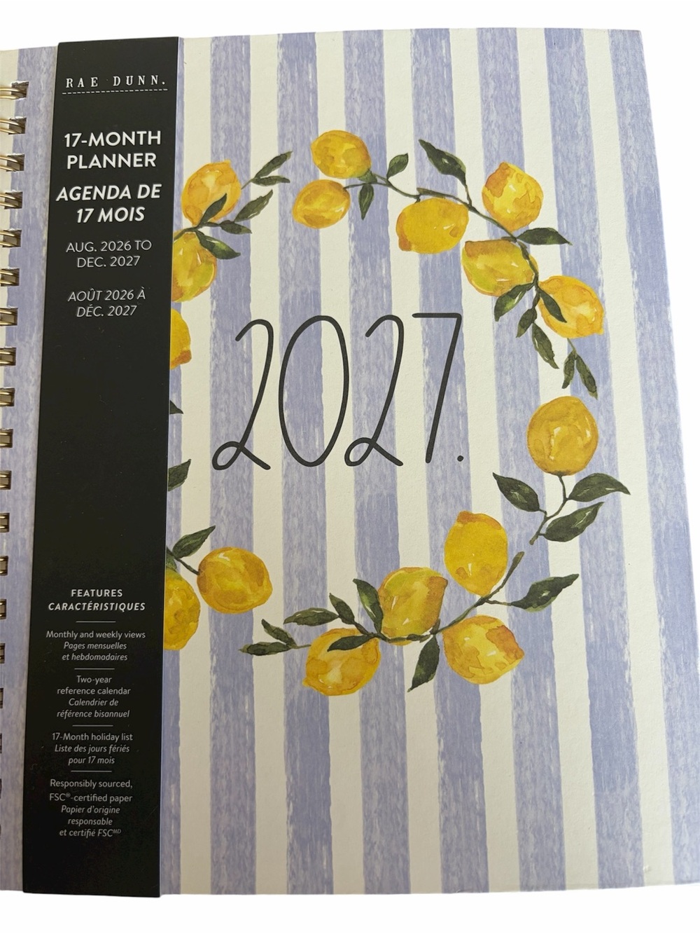 Rae Dunn 2027 Lemon Wreath 17-Month Planner